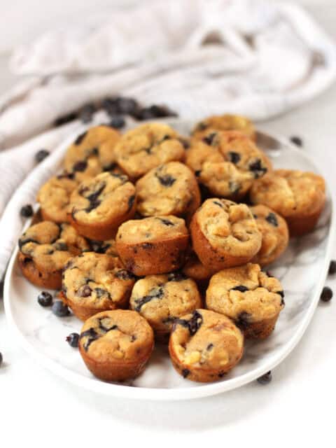 Mini muffins on a plate ready to eat.