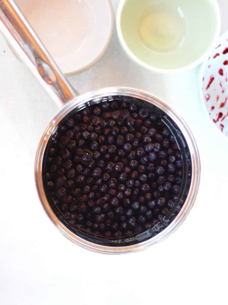 Ingredients added to a pot.