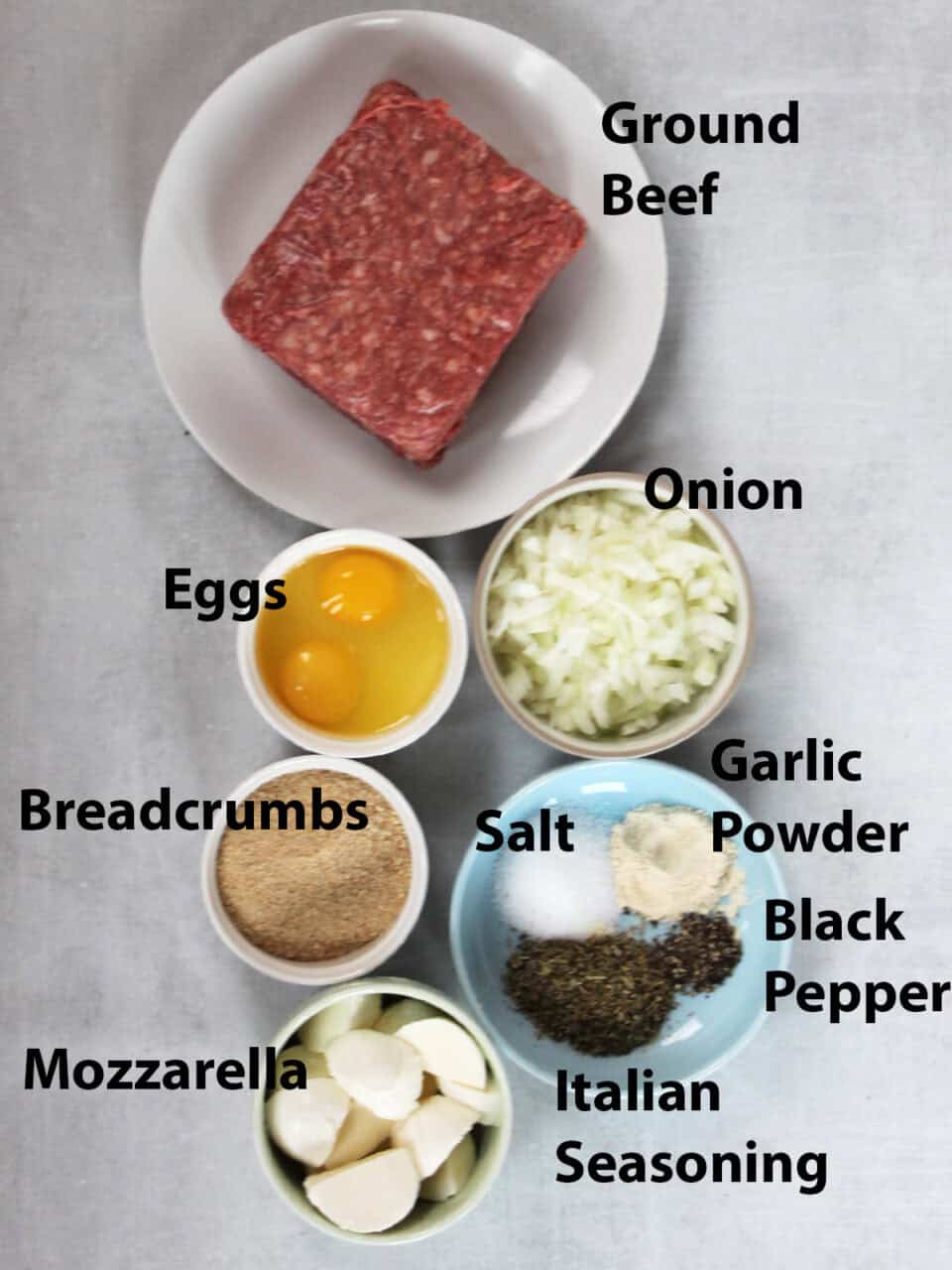 Labelled photo of ingredients needed for this recipe.