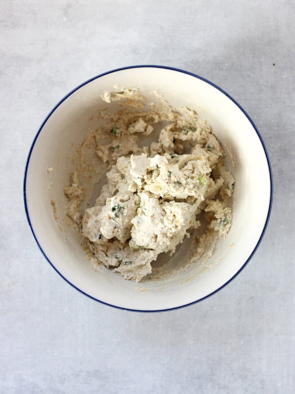 Blue cheese mixture in a bowl.