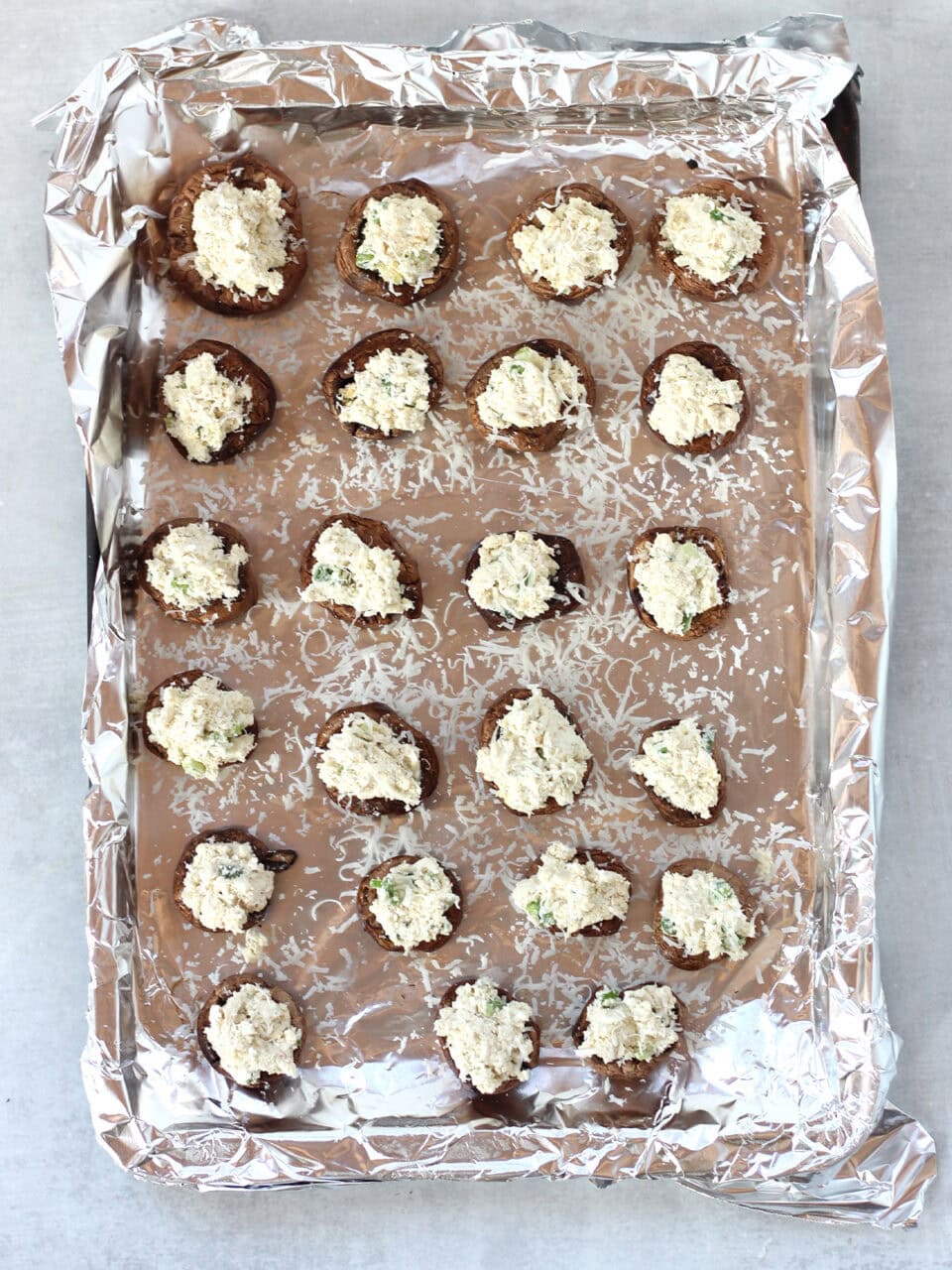 Mushrooms stuffed with blue cheese mixture.