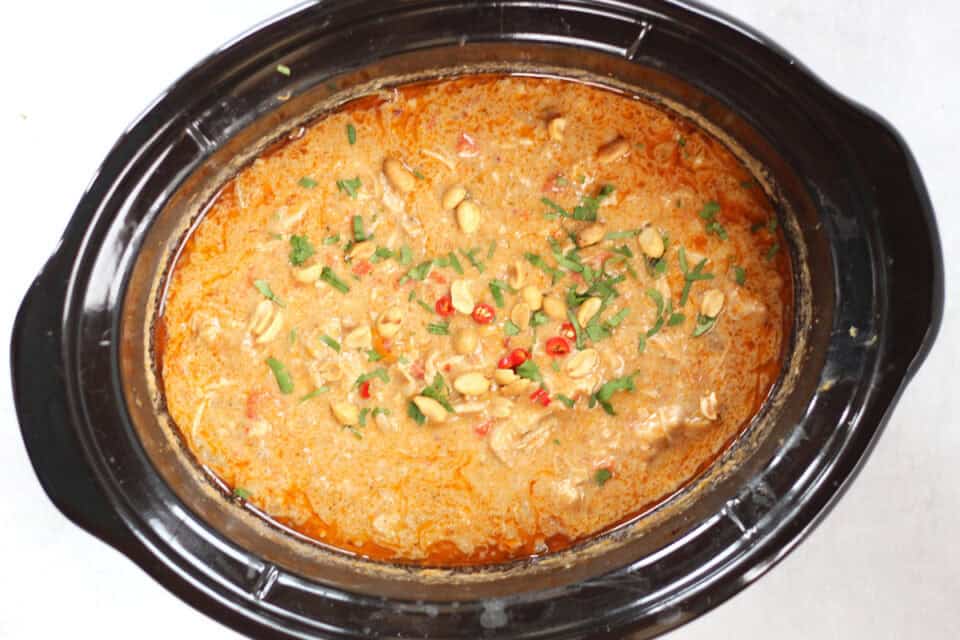 Thai chicken red curry in a slow cooker.