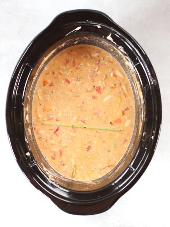 Thai curry ingredients in a Crockpot.