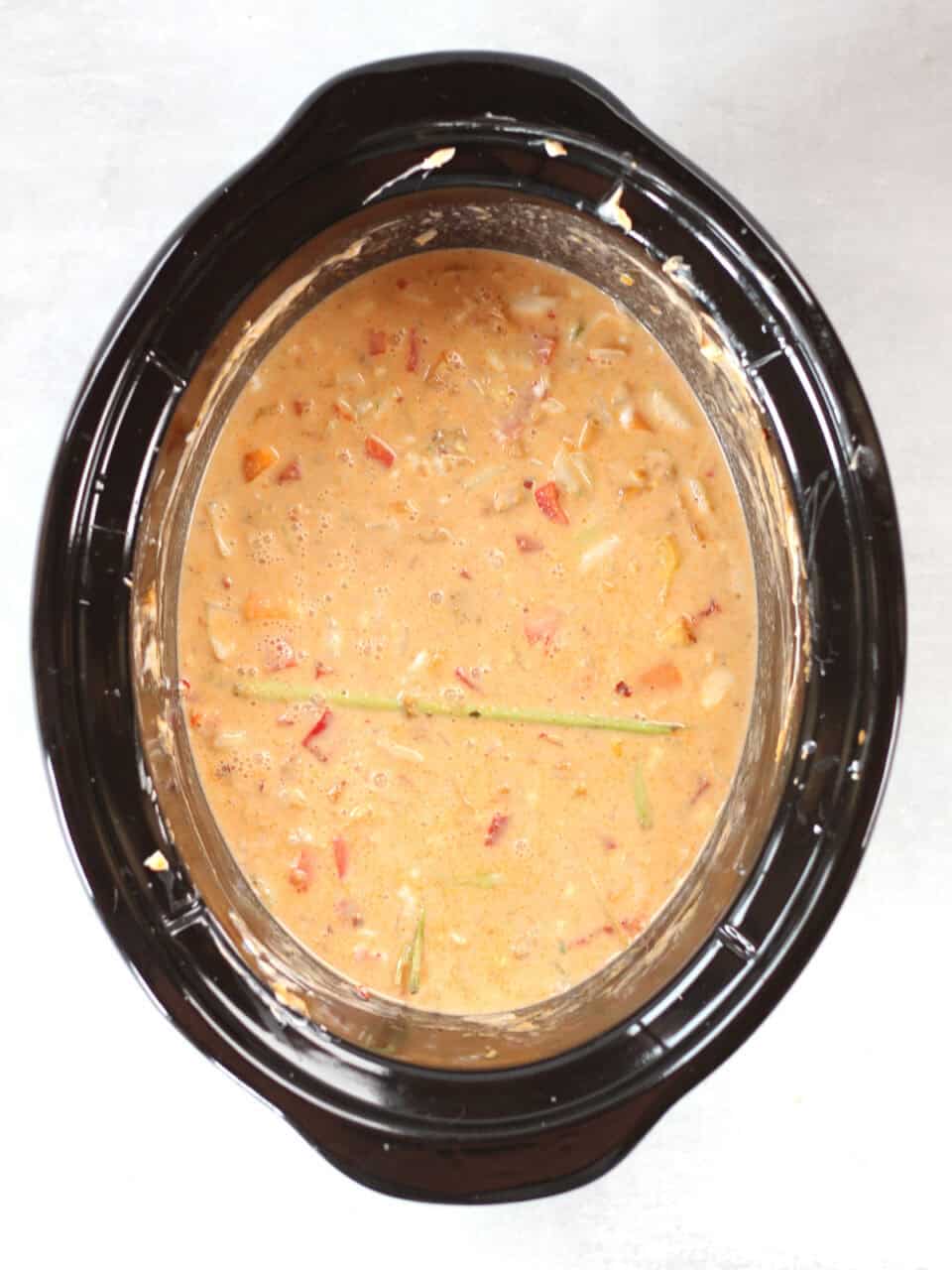 Thai curry ingredients in a Crockpot.