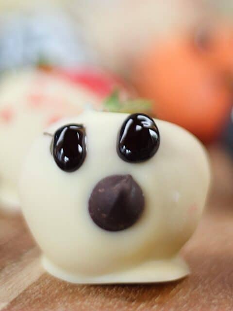 Ghost decorated strawberry.