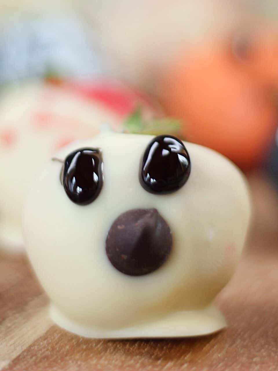 Ghost decorated strawberry.